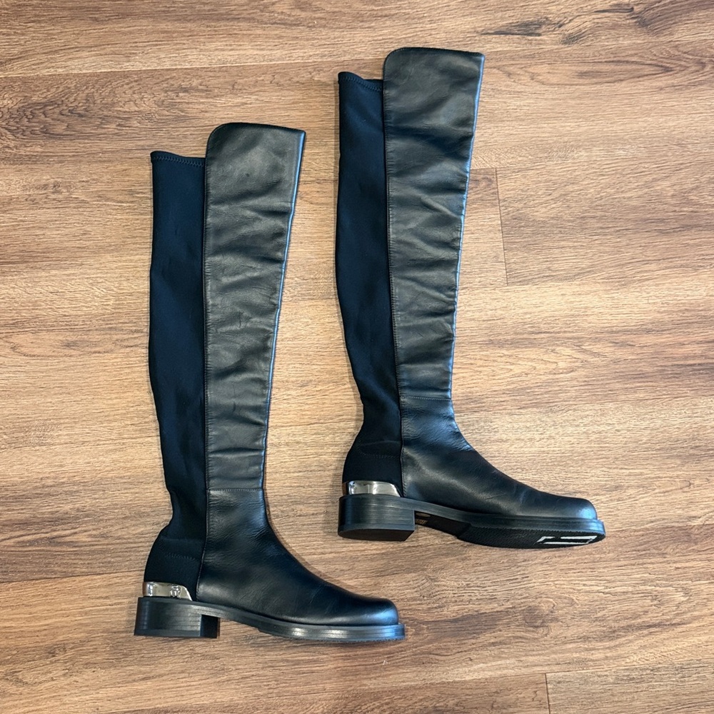 New Stuart Weitzman Bold Logo 5050 Over The Knee Boots - Picture 2 of 7